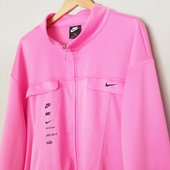 Nike Sportswear Swoosh Women Plus 3X Polyknit Track Jacket Full Zip Pink CZ6753 - Picture 8 of 16